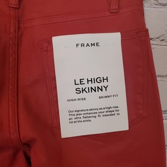 FRAME Le High Skinny Coated Denim Jeans sz. 24 Hunter Red - Picture 7 of 8